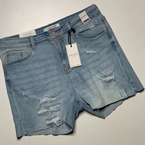 Judy Blue High Rise Cutoff Light Wash side slit Destroyed shorts